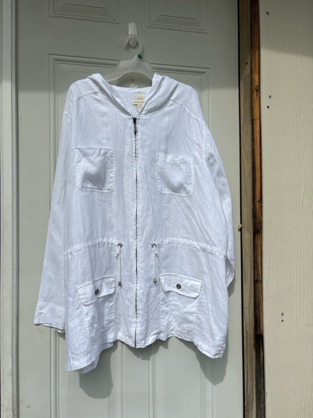Cynthia Rowley White Hooded Utility Jacket